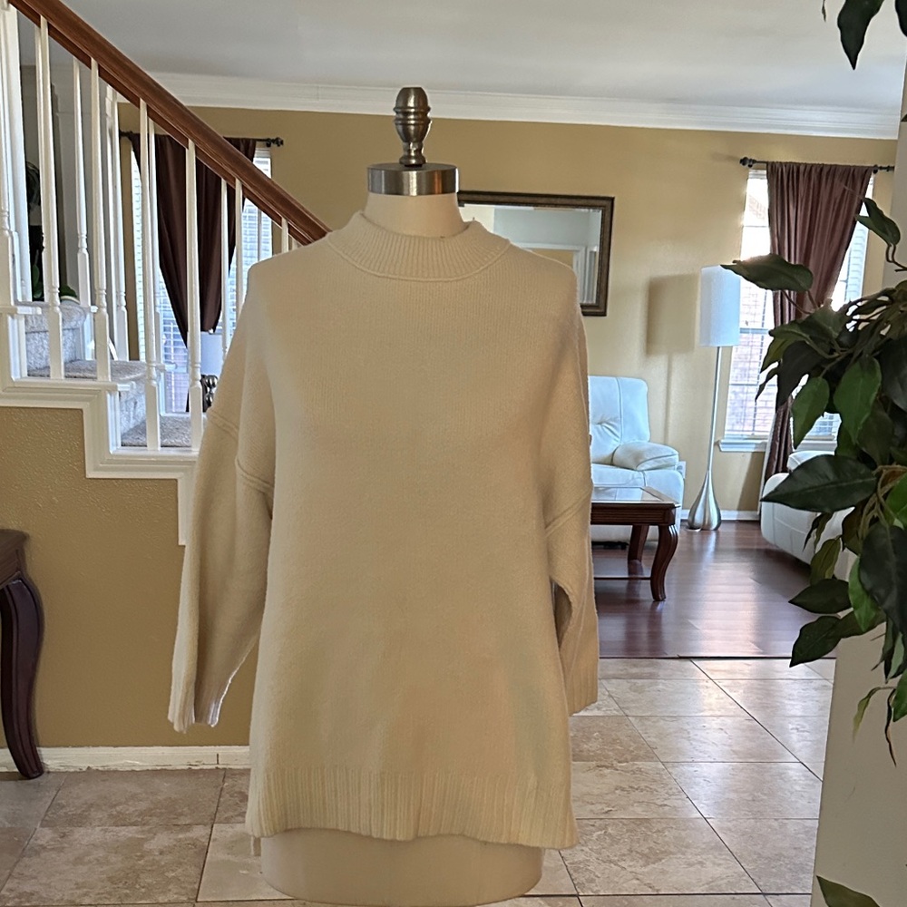 Free People Cream Turtleneck Sweater